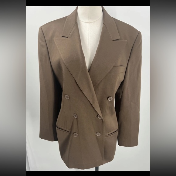 Escada Jackets & Blazers - Escada Margaretha Ley Double Breasted 100% Wool Judge Gray Blazer Size EU 38 US6